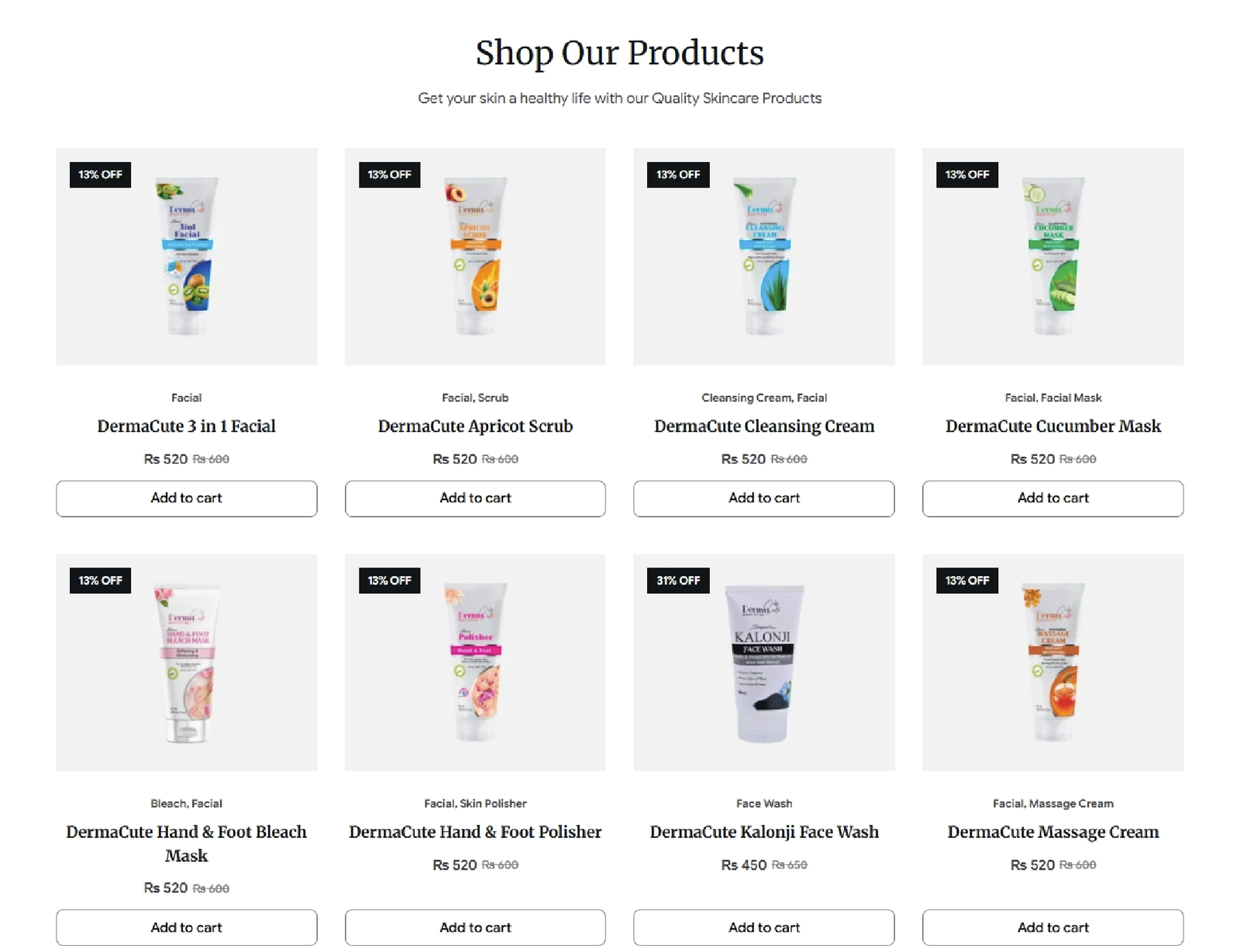 Revive Cosmetics product discovery and category navigation