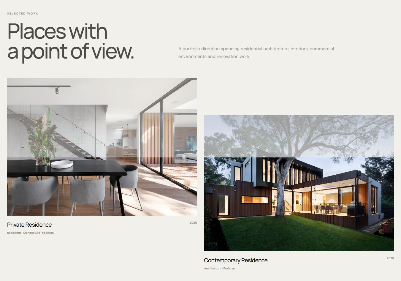 Vetra Studio architecture portfolio website design